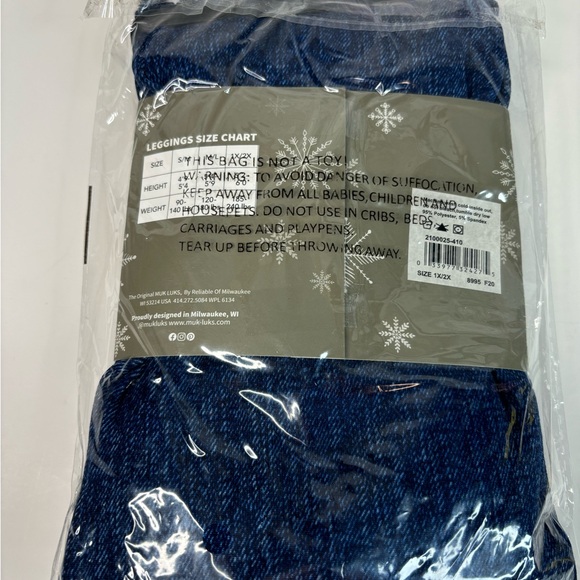 Muk Luk Women’s Fleece Lined Leggings Plus Size 1X -2X - Picture 3 of 6